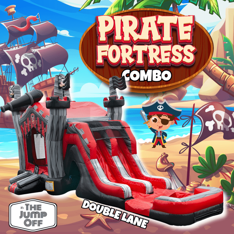 Pirate Fortress Double Lane Combo (Water or Dry Slide) Pirate Fortress Double Lane Combo (Water or Dry Slide)
