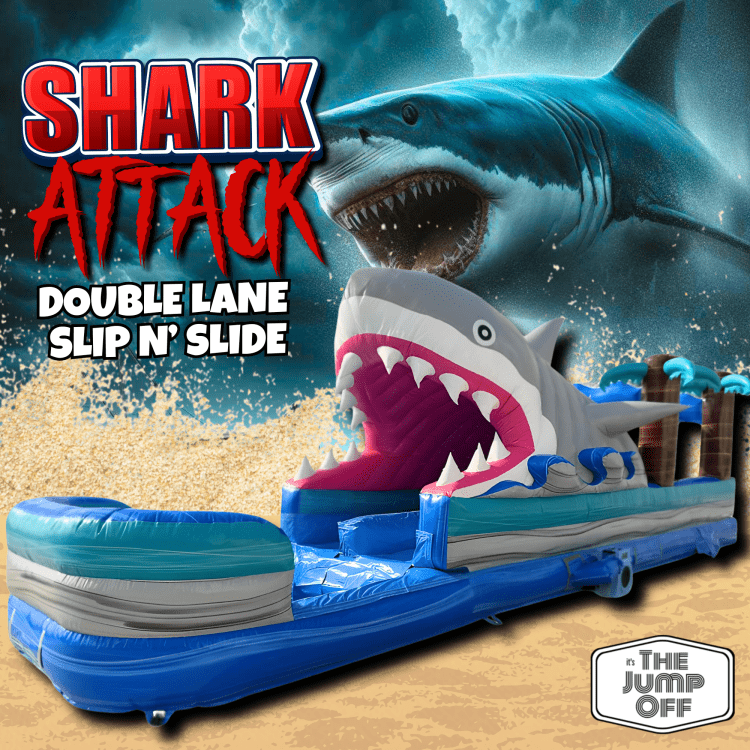 Shark Attack Double Lane Slip n Slide 35ft long Shark Attack Double Lane Slip n Slide 35ft long